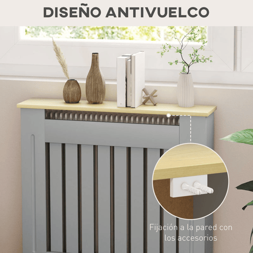 HOMCOM Cobre Radiadores 78x19x83 cm Cobertura para Radiador de MDF para Sala, Quarto ou Corredor - Cinzento