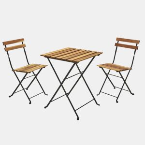 WELL HOME - Conjunto de mesa de madeira 'Bistrô' + 2 cadeiras