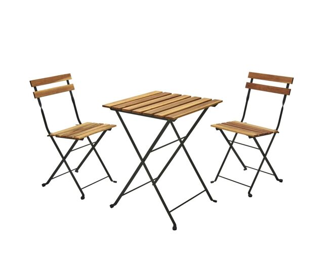 Well home - juego 'bistro' de mesa + 2 sillas en madera