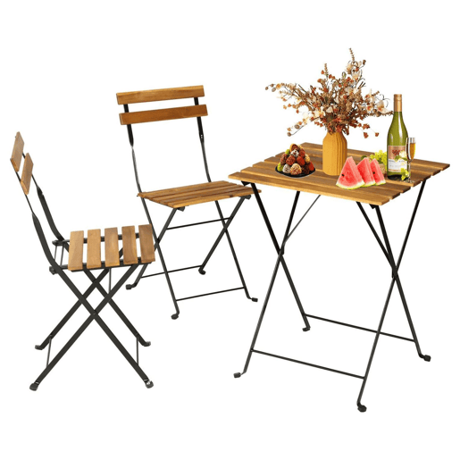 WELL HOME - Conjunto de mesa de madeira 'Bistrô' + 2 cadeiras