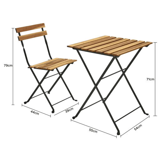 WELL HOME - Conjunto de mesa de madeira 'Bistrô' + 2 cadeiras