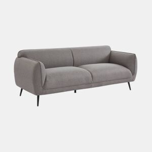 Sofá em tecido com pernas metálicas de 3 lugares, Soft, Cinza Claro, 205x82.3x76.3 cm