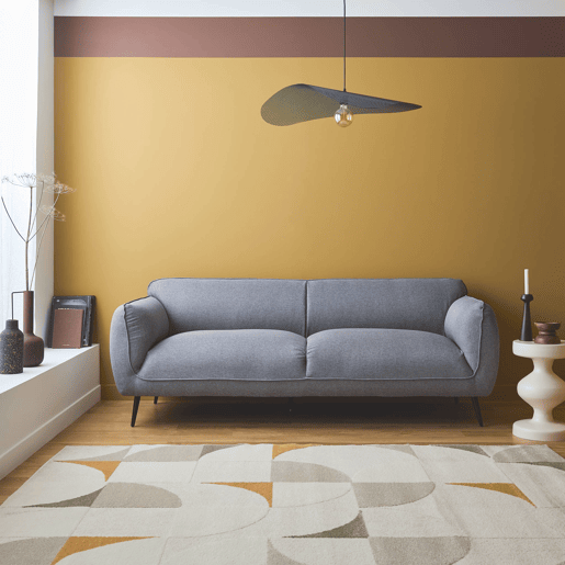 Sofá em tecido com pernas metálicas de 3 lugares, Soft, Cinza Claro, 205x82.3x76.3 cm