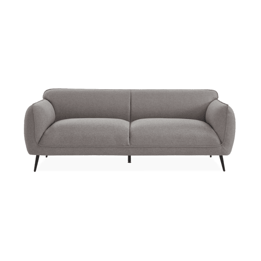 Sofá em tecido com pernas metálicas de 3 lugares, Soft, Cinza Claro, 205x82.3x76.3 cm