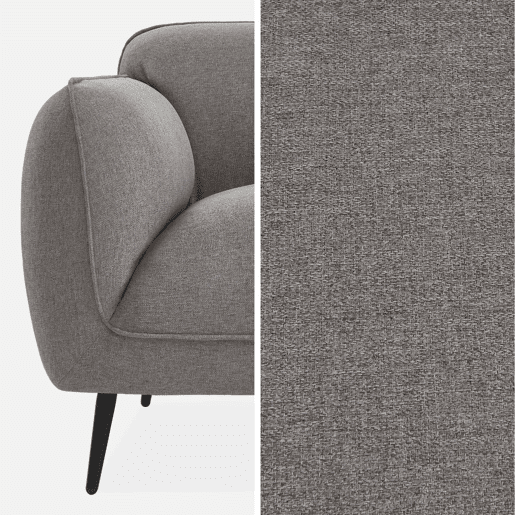 Sofá em tecido com pernas metálicas de 3 lugares, Soft, Cinza Claro, 205x82.3x76.3 cm
