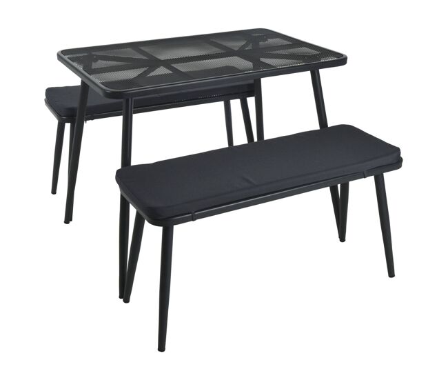 Well home - conjunto de muebles de jardín mesa + 2 sillas con cojines