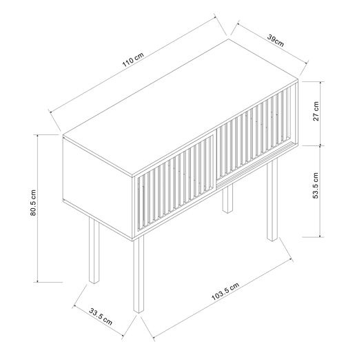 Mesa de consola Ørland com portas de bambu 110x39x81 cm - Natural en.casa