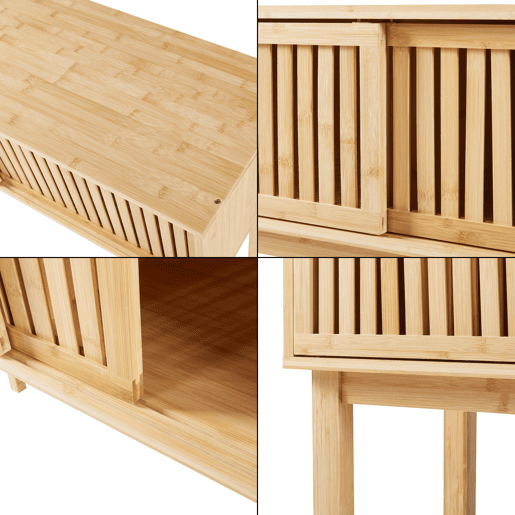 Mesa de consola Ørland com portas de bambu 110x39x81 cm - Natural en.casa