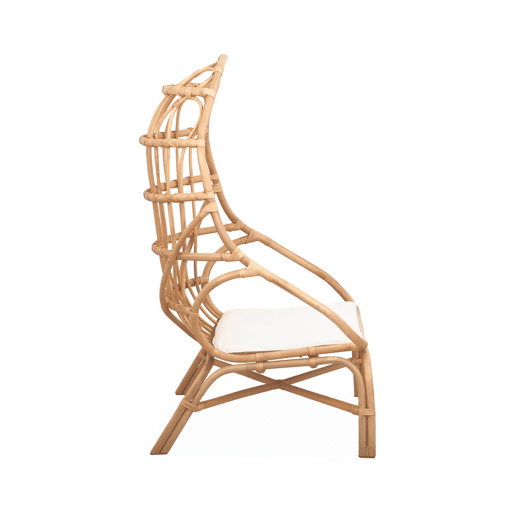 Cadeirão de rotim em forma de ovo com almofada, Padang, Natural, 74x74x140 cm