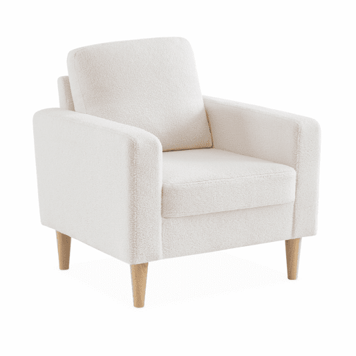 Poltrona em boucle escandinavo, Bjorn boucle, Branco, 78x77x70 cm