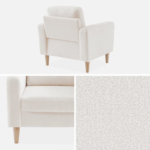 Poltrona em boucle escandinavo, Bjorn boucle, Branco, 78x77x70 cm