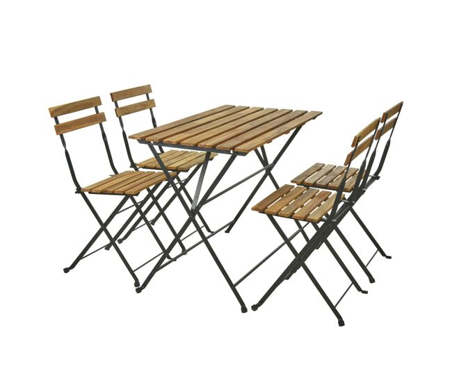Well home - juego 'bistro' de mesa + 4 sillas en madera