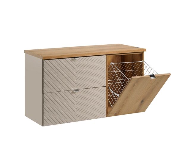 Mueble bajo lavabo 100cm cesto de ropa manoa cachemira y madera
