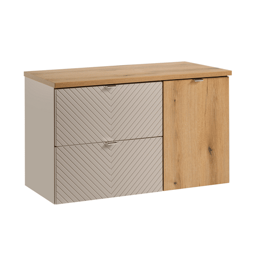 Móvel sob-lavatório 100cm 2 gavetas cesto de roupa Manoa Caxemira e Madeira
