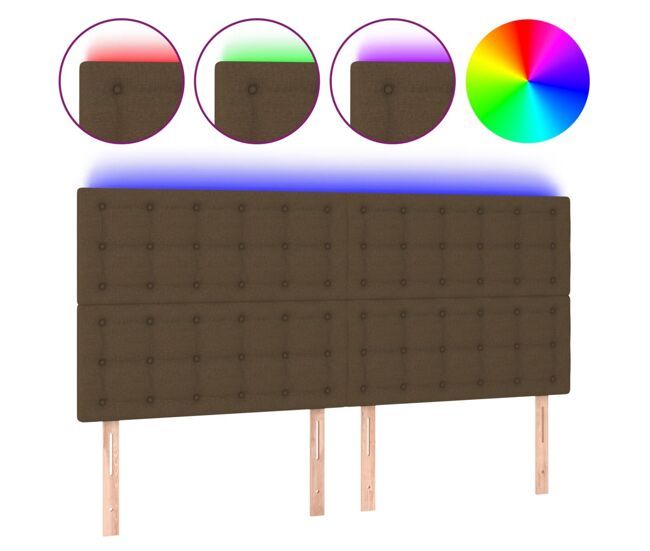 Cabecero con luces led tela marrón oscuro 180x5x118/128 cm