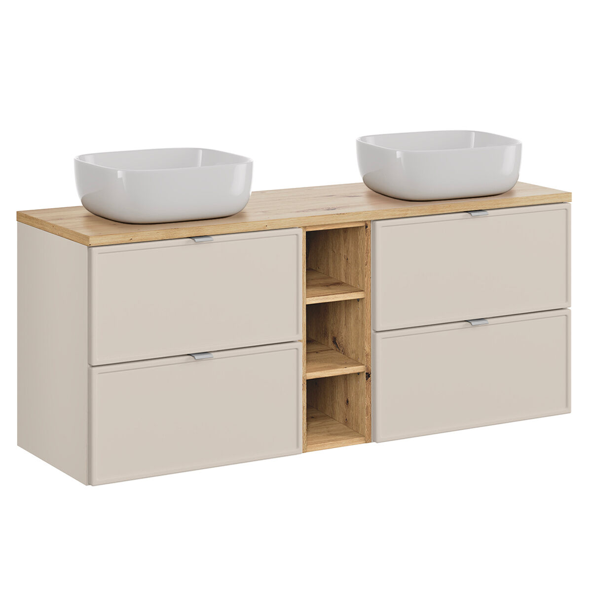 Mueble doble lavabo 3 compartimientos Alba