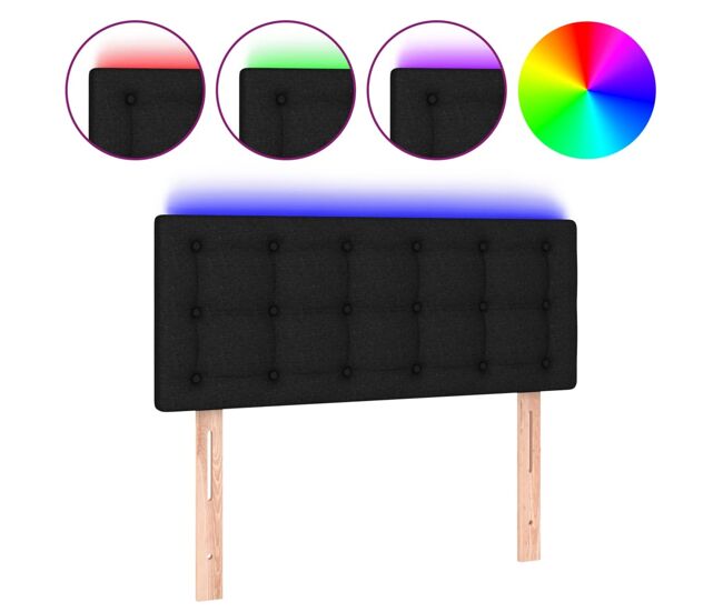 Cabecero con led de tela negro 80x5x78/88 cm
