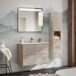 Conjunto de muebles con lavabo individual encastrado y columna Manoa Conjunto de muebles con lavabo individual encastrado y columna Manoa Beige