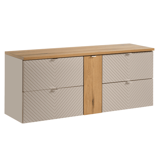 Móvel de lavatório 140cm 4 gavetas 1 porta Manoa Cashmere e madeira