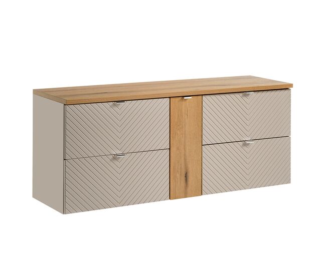 Mueble bajo lavabo 140cm 4 cajones 1 puerta manoa cachemira y madera