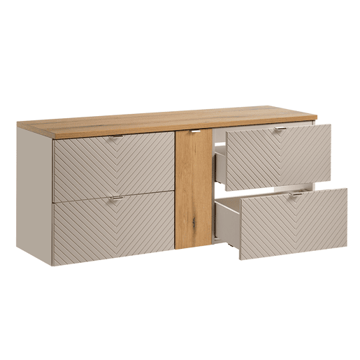 Móvel de lavatório 140cm 4 gavetas 1 porta Manoa Cashmere e madeira