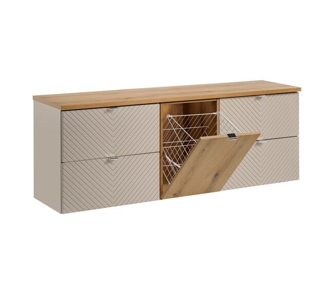 Mueble bajo lavabo 160cm cesto de ropa manoa cachemira y madera