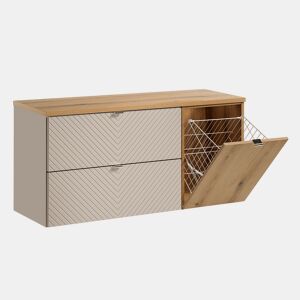 Móvel sob-lavatório 120cm 2 gavetas cesto de roupa Manoa Caxemira e Madeira