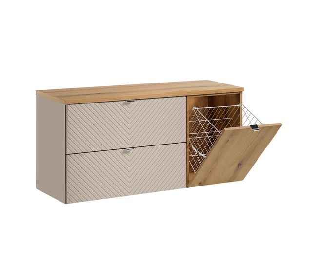 Mueble bajo lavabo 120cm cesto de ropa manoa cachemira y madera
