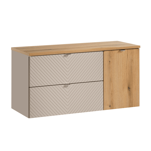 Móvel sob-lavatório 120cm 2 gavetas cesto de roupa Manoa Caxemira e Madeira