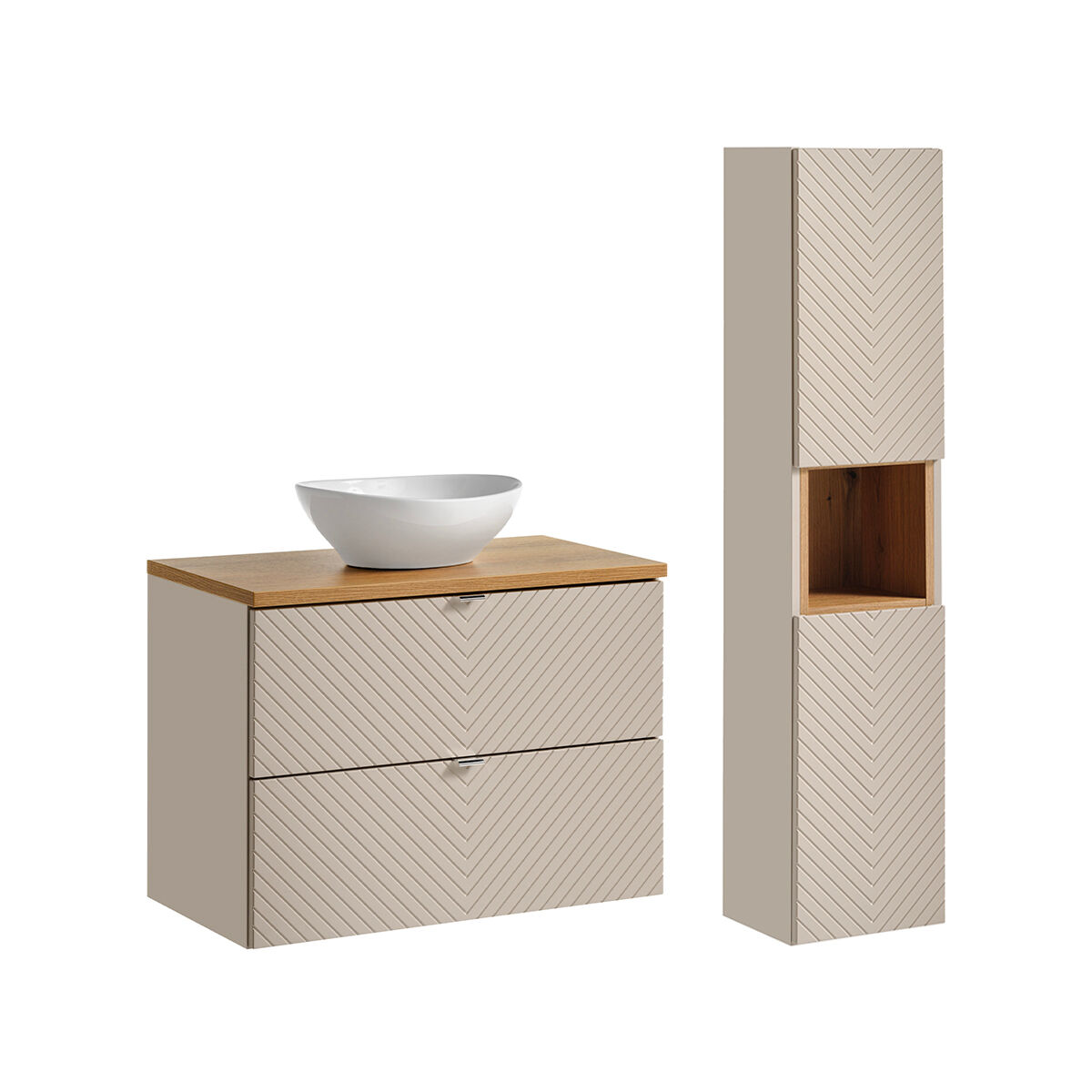 Conjunto de muebles con lavabo individual y columna Manoa