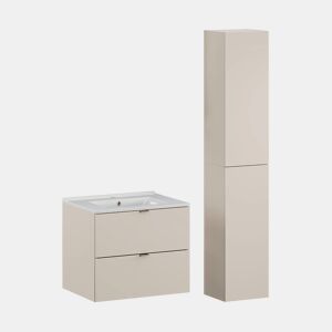 Móvel de casa de banho individual Azel Cachemire com lavatório e pedestal de 60 cm