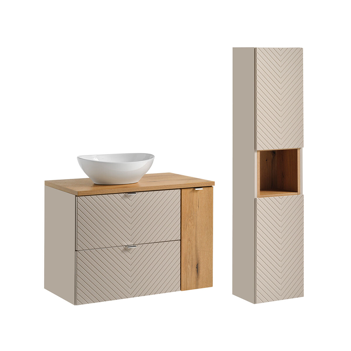 Mueble lavabo 2 cajones 1 puerta y columna Manoa
