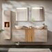 Conjunto de muebles doble lavabo 1 con cesto de ropa y columna Manoa Conjunto de muebles doble lavabo 1 con cesto de ropa y columna Manoa Beige