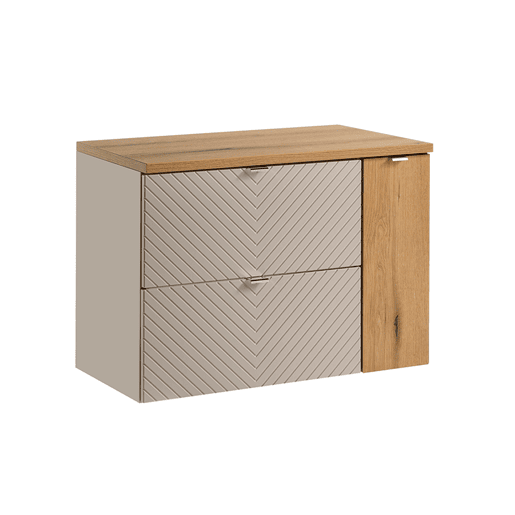 Móvel sob-lavatório 80cm 2 gavetas 1 porta Manoa Caxemira e Madeira