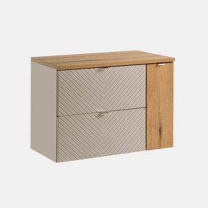 Móvel sob-lavatório 80cm 2 gavetas 1 porta Manoa Caxemira e Madeira
