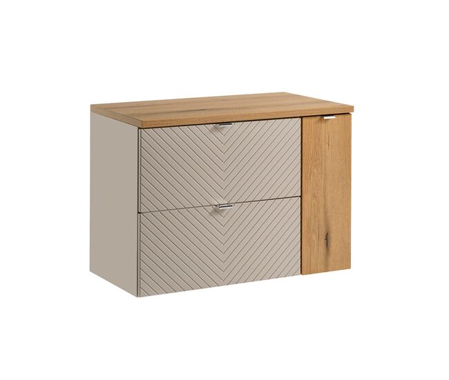 Mueble bajo lavabo 80cm 2 cajones 1 puerta manoa cachemira y madera