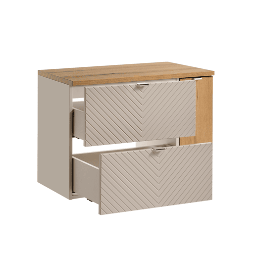 Móvel sob-lavatório 80cm 2 gavetas 1 porta Manoa Caxemira e Madeira