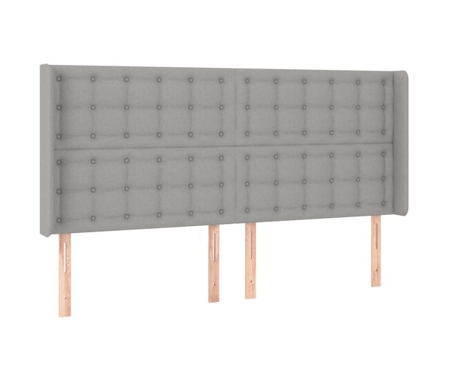 Cabecero con led de tela gris claro 163x16x118/128 cm