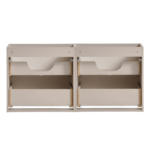 Conjunto de lavatório duplo de 120 cm e 3 armários murais Manoa Cashmere e madeira