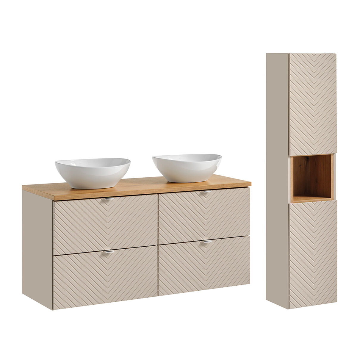 Conjunto de muebles doble lavabo y columna Manoa