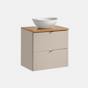 Móvel de lavatório individual 60cm 2 gavetas Manoa Caxemira e madeira