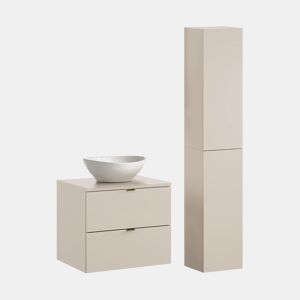 Conjunto de toucador e pedestal individual Azel Cachemire 60cm
