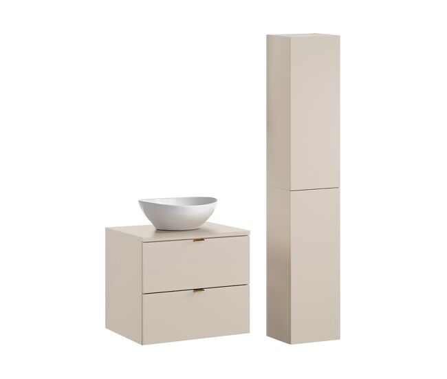 Conjunto muebles con lavabo individual 60cm y columna azel cachemira