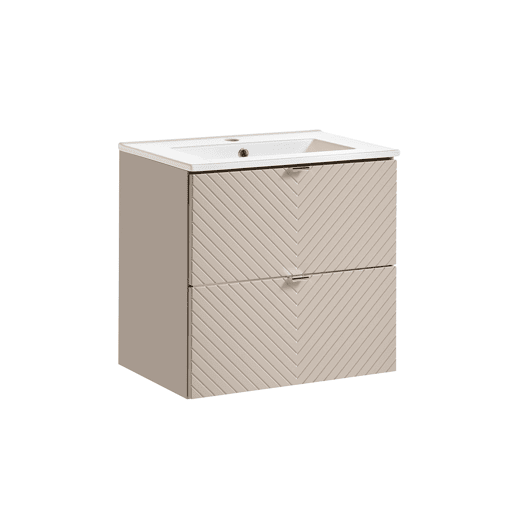 Móvel lavatório individual embutido 60cm 2 gavetas Manoa Caxemira