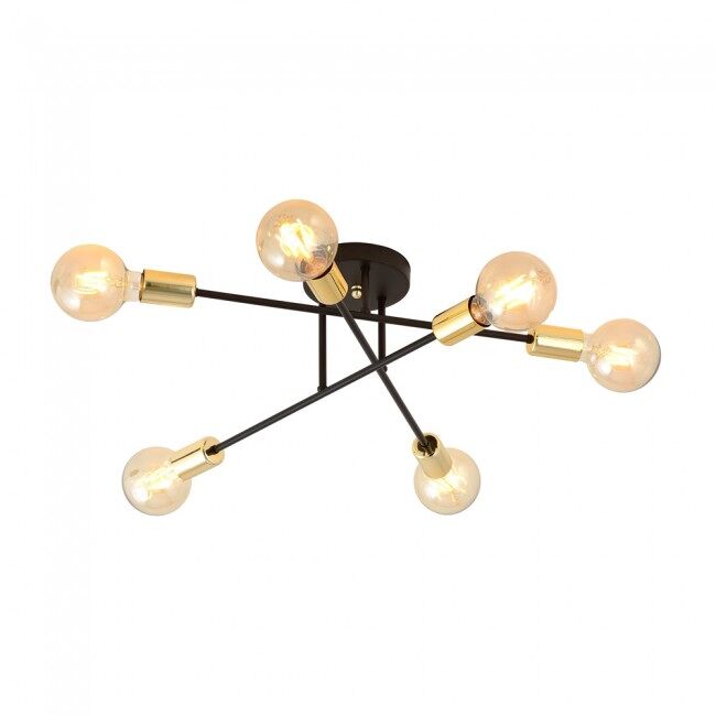 Plafón de techo Vender II (6 luces) Acero Retro - Vintage