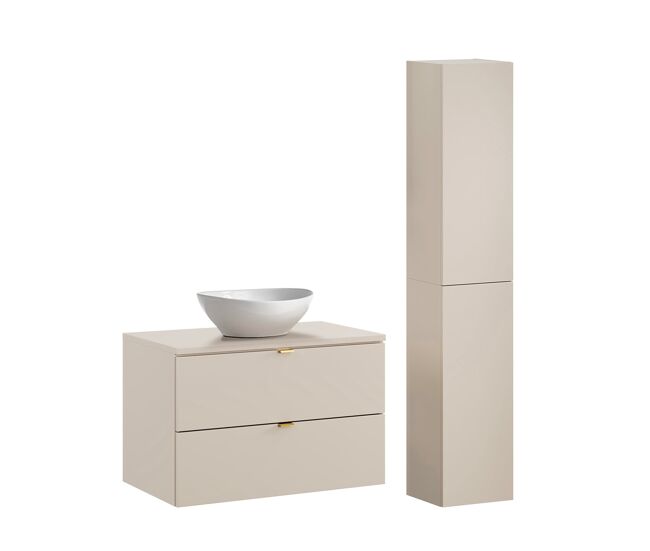 Conjunto de muebles con lavabo individual 80cm y columna azel cachemira