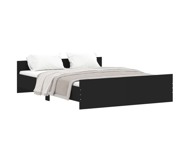 Estructura de cama con cabecero y piecero negro 160x200 cm