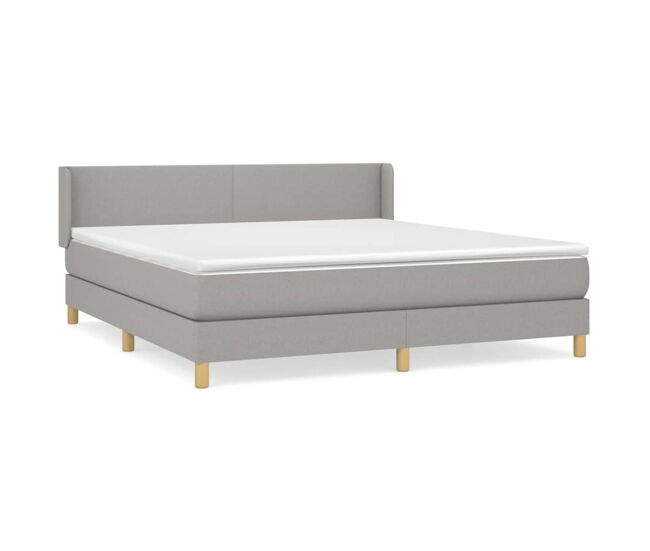 Cama box spring con colchón tela gris claro 160x200 cm diseño plano