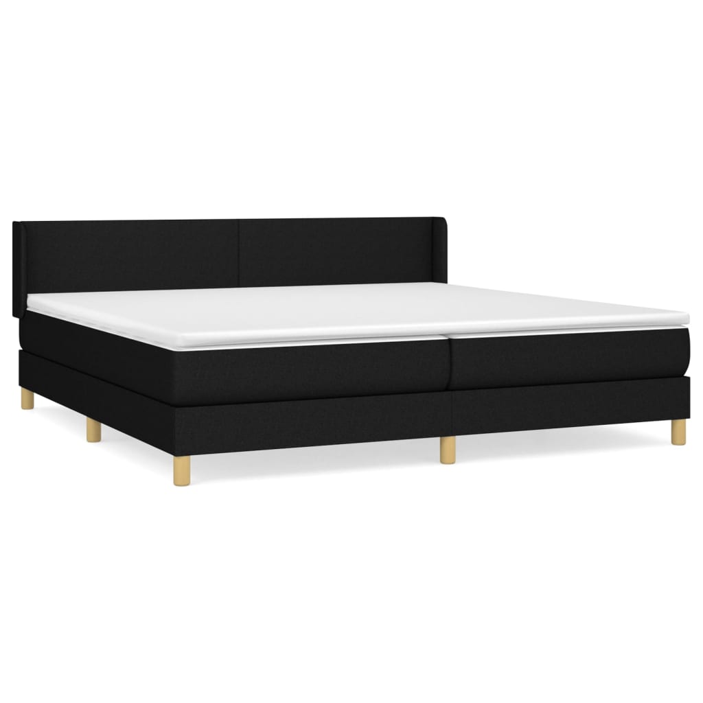 cama box spring con colchon tela negro 200x200 cm diseno plano