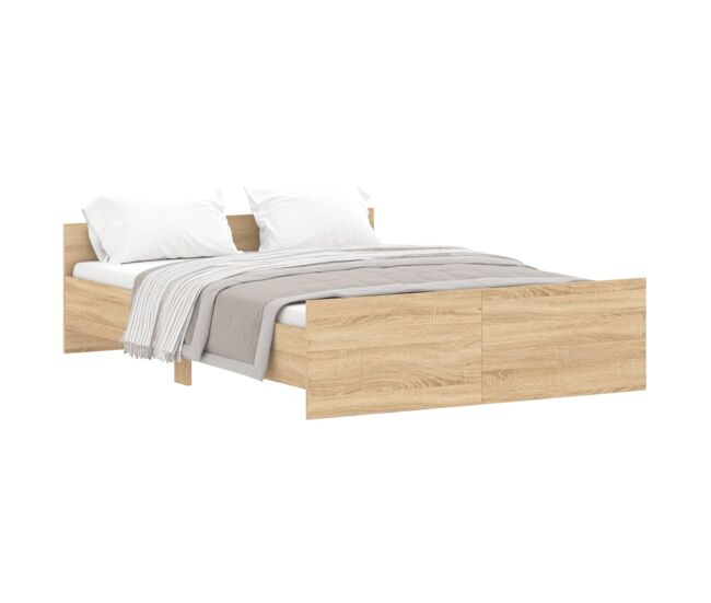 Estructura de cama con cabecero piecero roble sonoma 140x190 cm